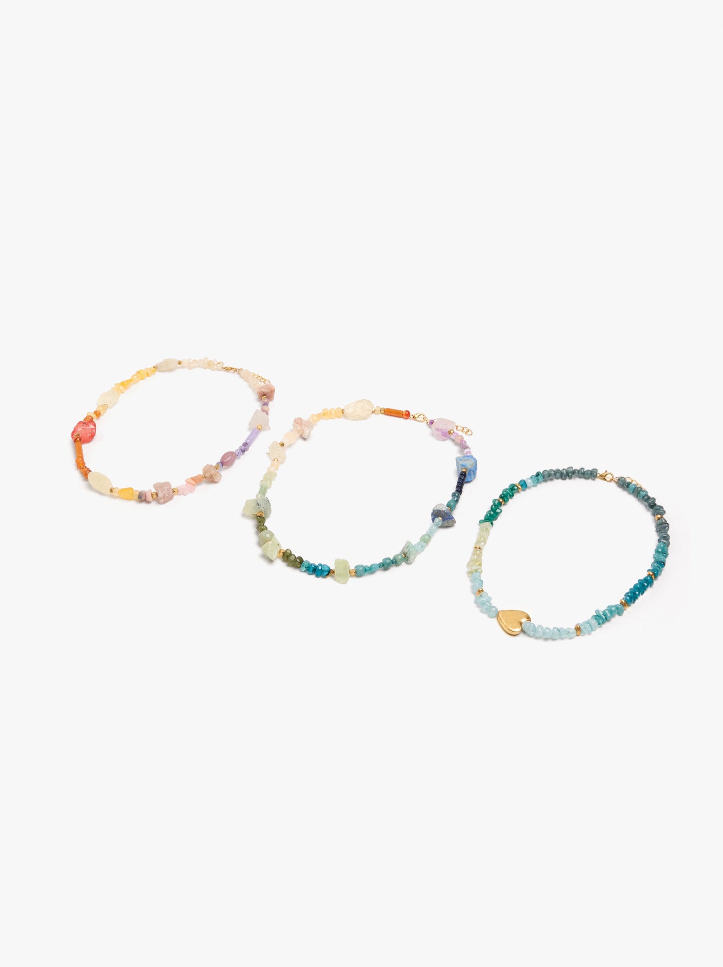 Set Of Multicolor Necklaces With Stones