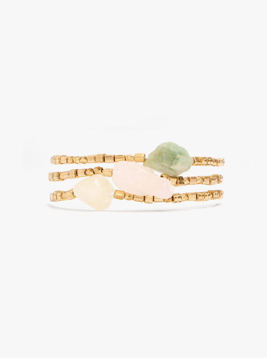 Set Of Elastic Bracelets With Stones