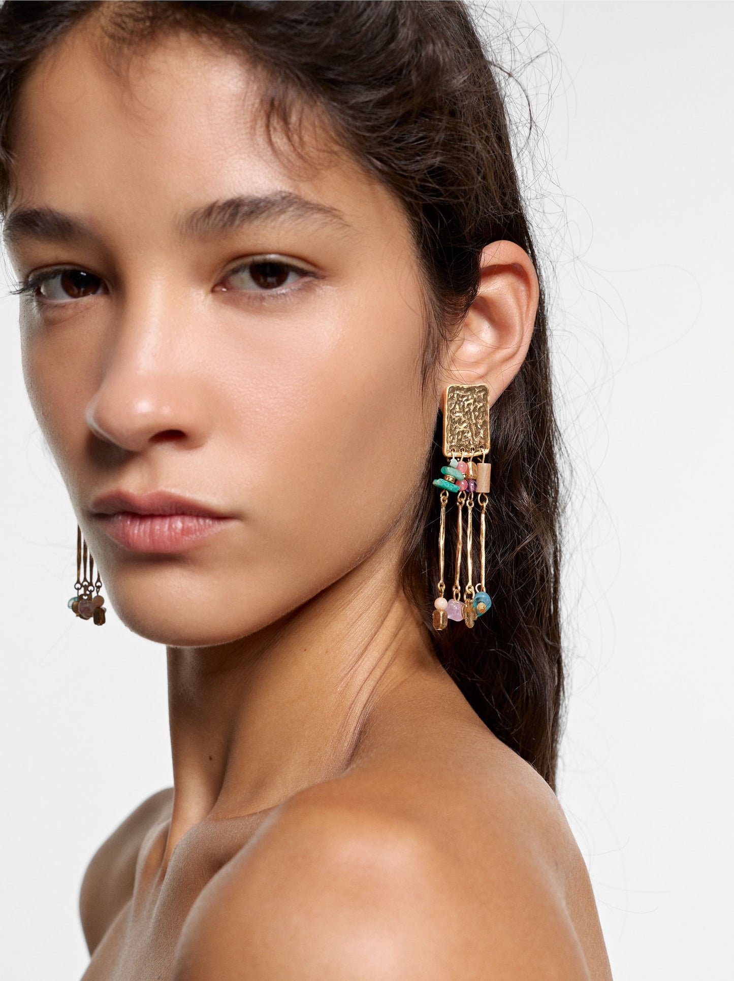 Long Bar Earrings With Stones