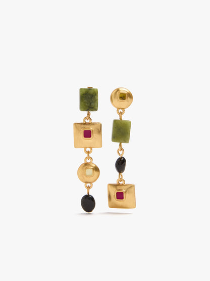 Asymmetric Long Earrings With Stones