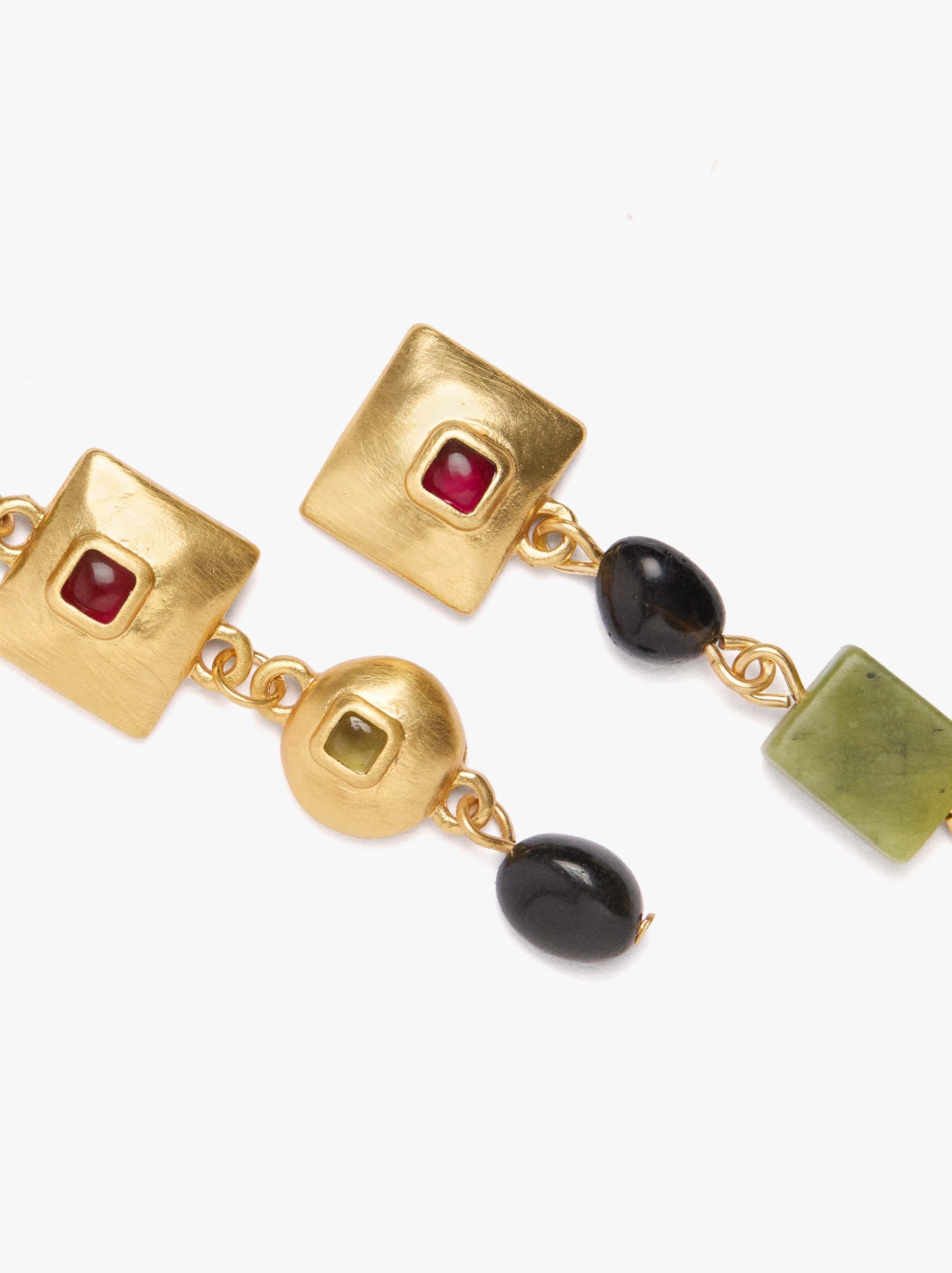 Asymmetric Long Earrings With Stones