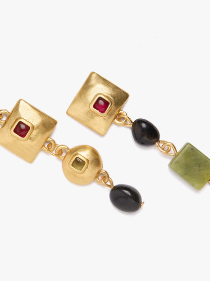 Asymmetric Long Earrings With Stones