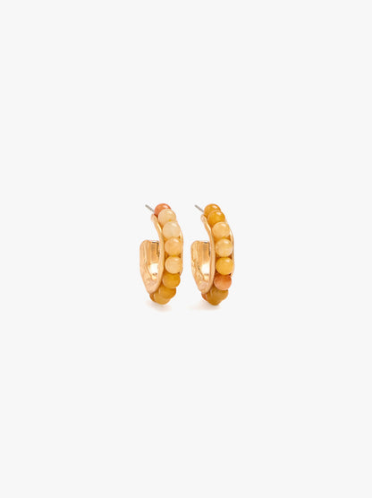 Open Hoop Earrings With Stone Spheres
