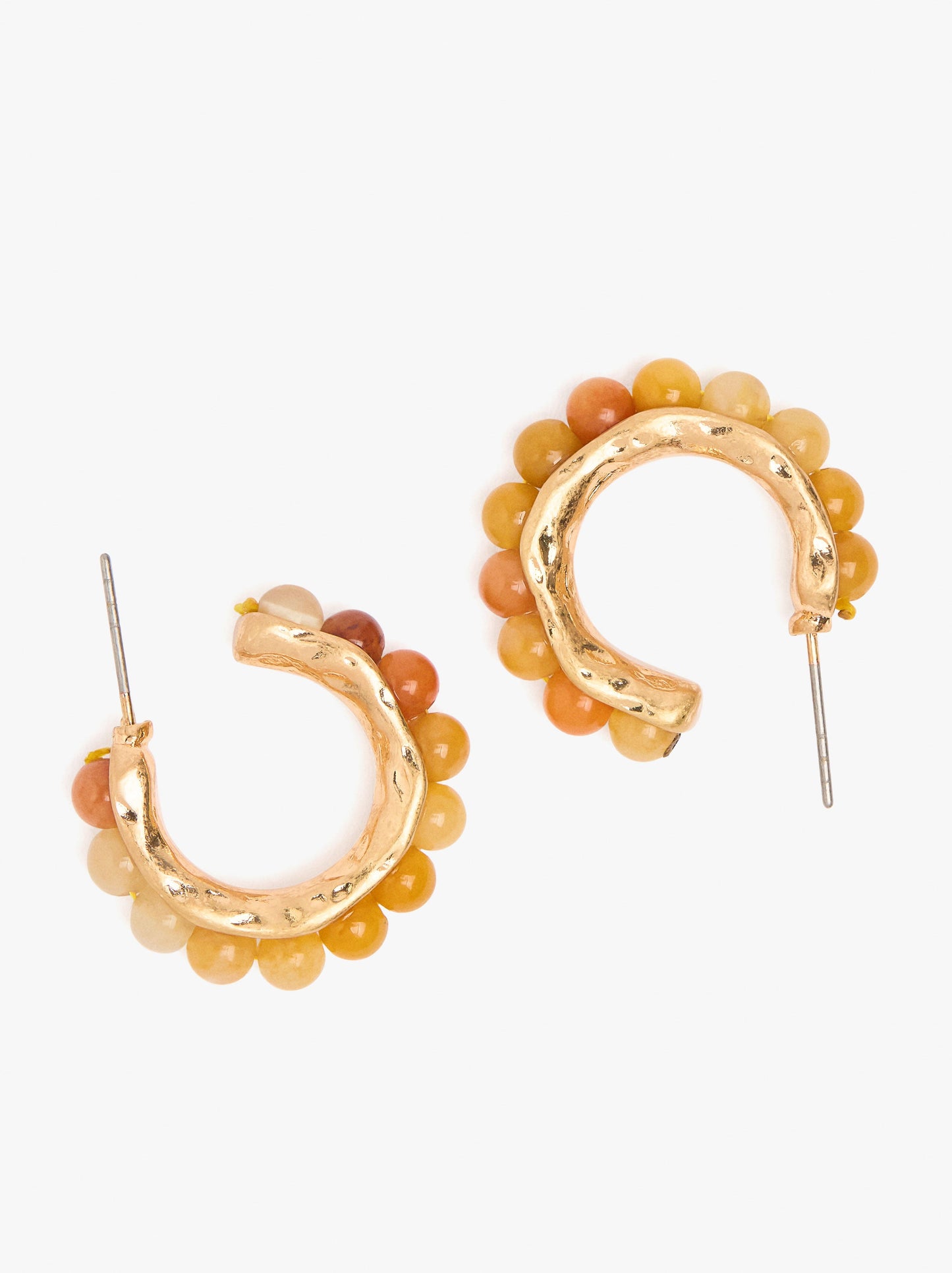 Open Hoop Earrings With Stone Spheres