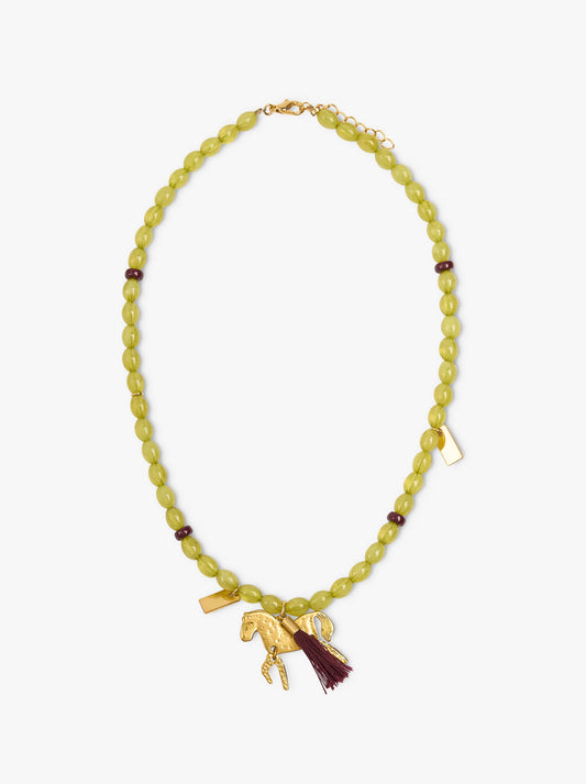 Beaded Necklace With Horse Pendant