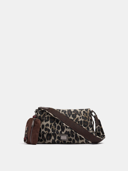 Nylon Shoulder Bag With Animal Print