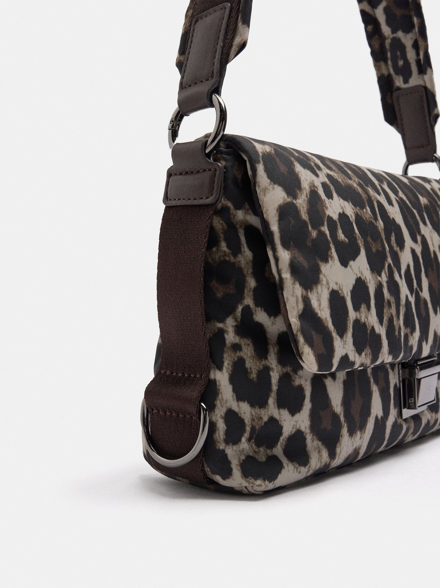 Nylon Shoulder Bag With Animal Print