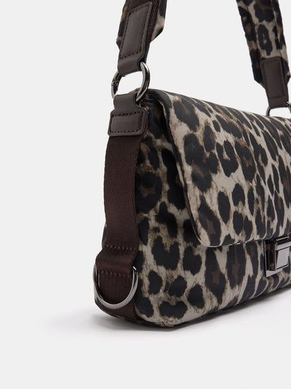 Nylon Shoulder Bag With Animal Print