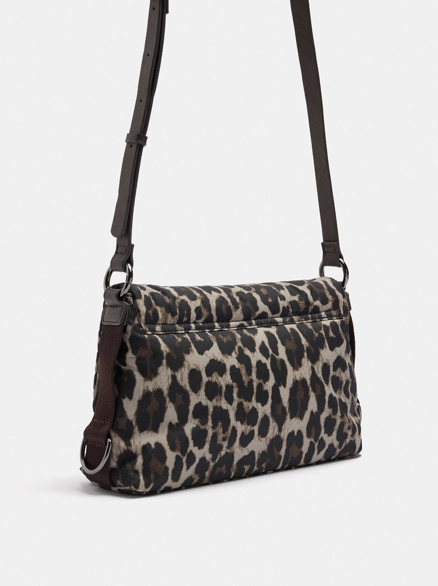 Nylon Shoulder Bag With Animal Print