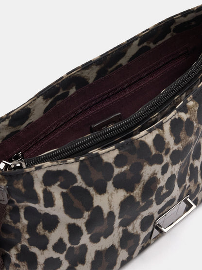 Nylon Shoulder Bag With Animal Print