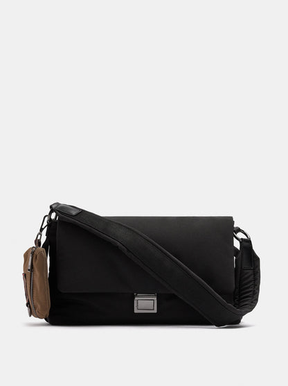 Nylon Shoulder Bag With Flap