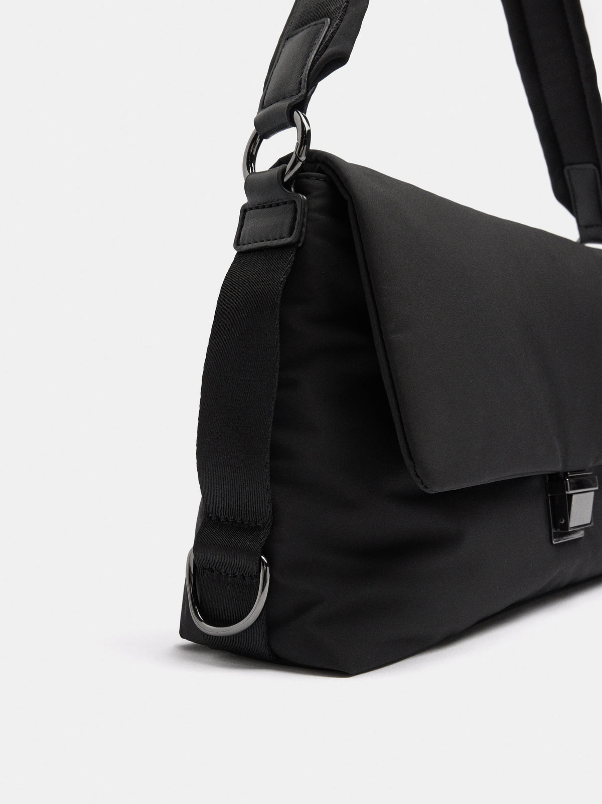 Nylon Shoulder Bag With Flap