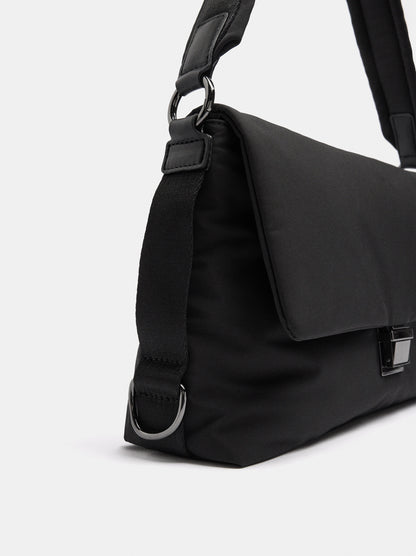 Nylon Shoulder Bag With Flap