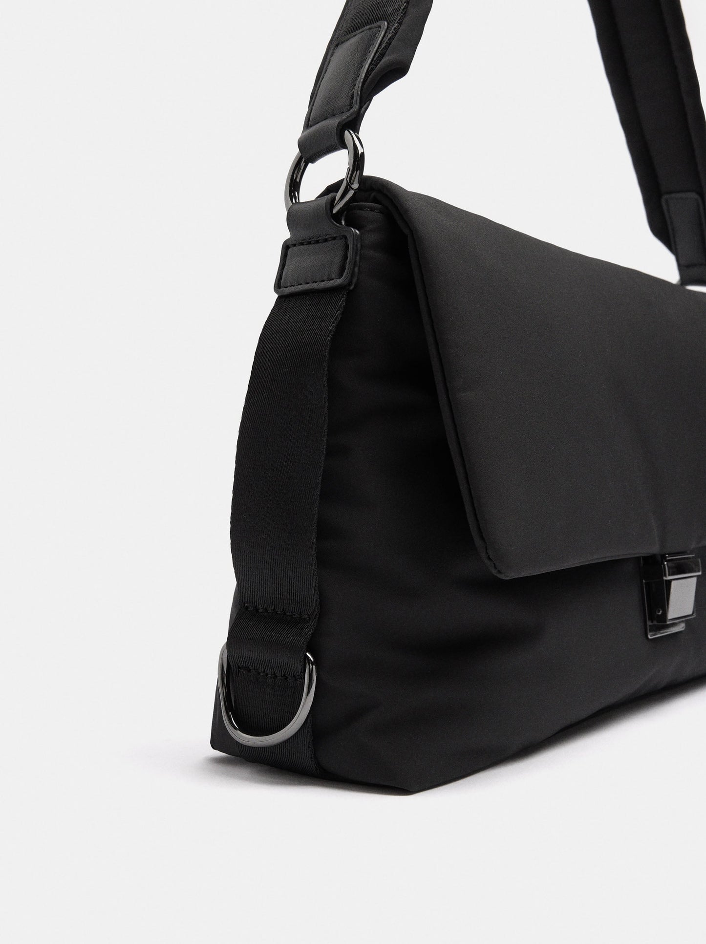 Nylon Shoulder Bag With Flap