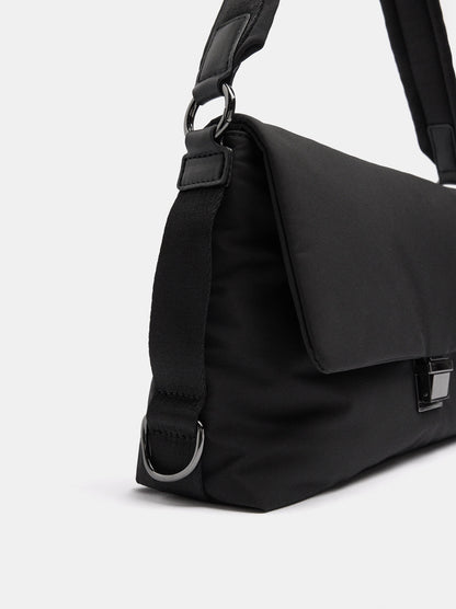 Nylon Shoulder Bag With Flap