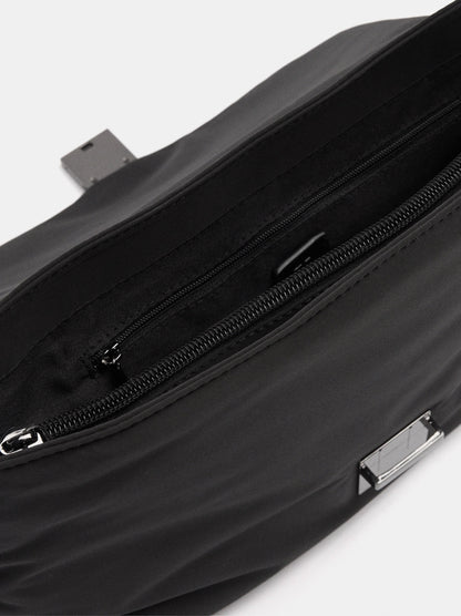 Nylon Shoulder Bag With Flap
