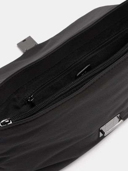 Nylon Shoulder Bag With Flap