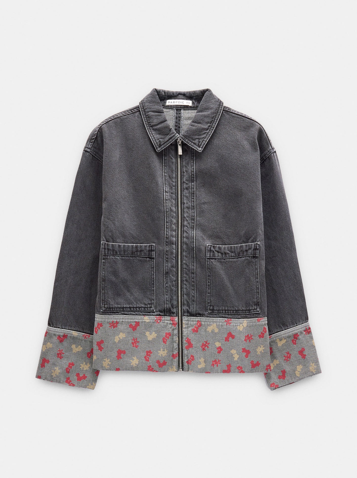 Denim Jacket With Printed Cuff