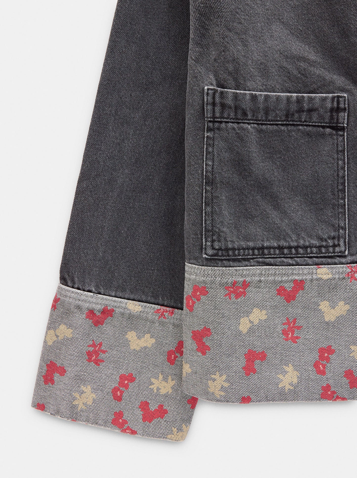 Denim Jacket With Printed Cuff