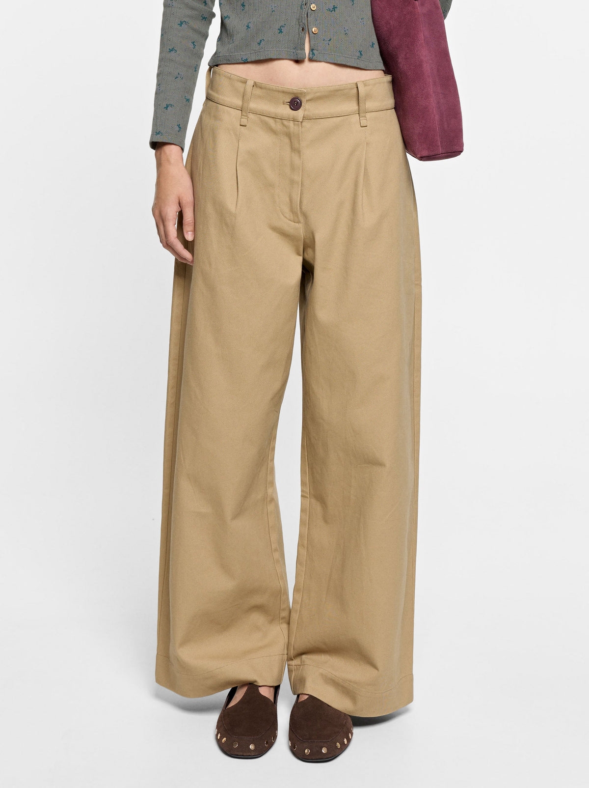 100% Cotton Trousers With Pleats