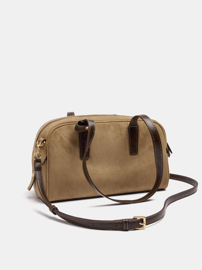 Suede-Effect Shoulder Bag With Hanging Charm