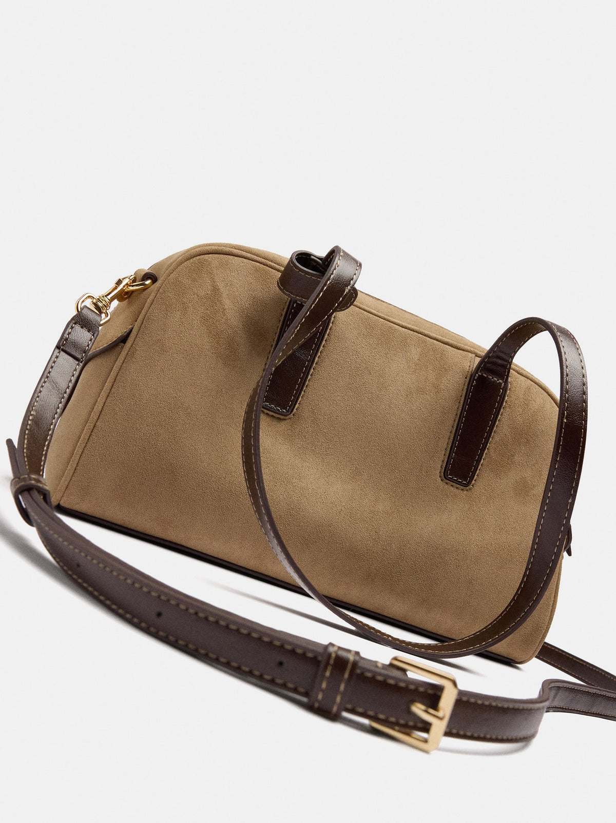 Suede-Effect Shoulder Bag With Hanging Charm