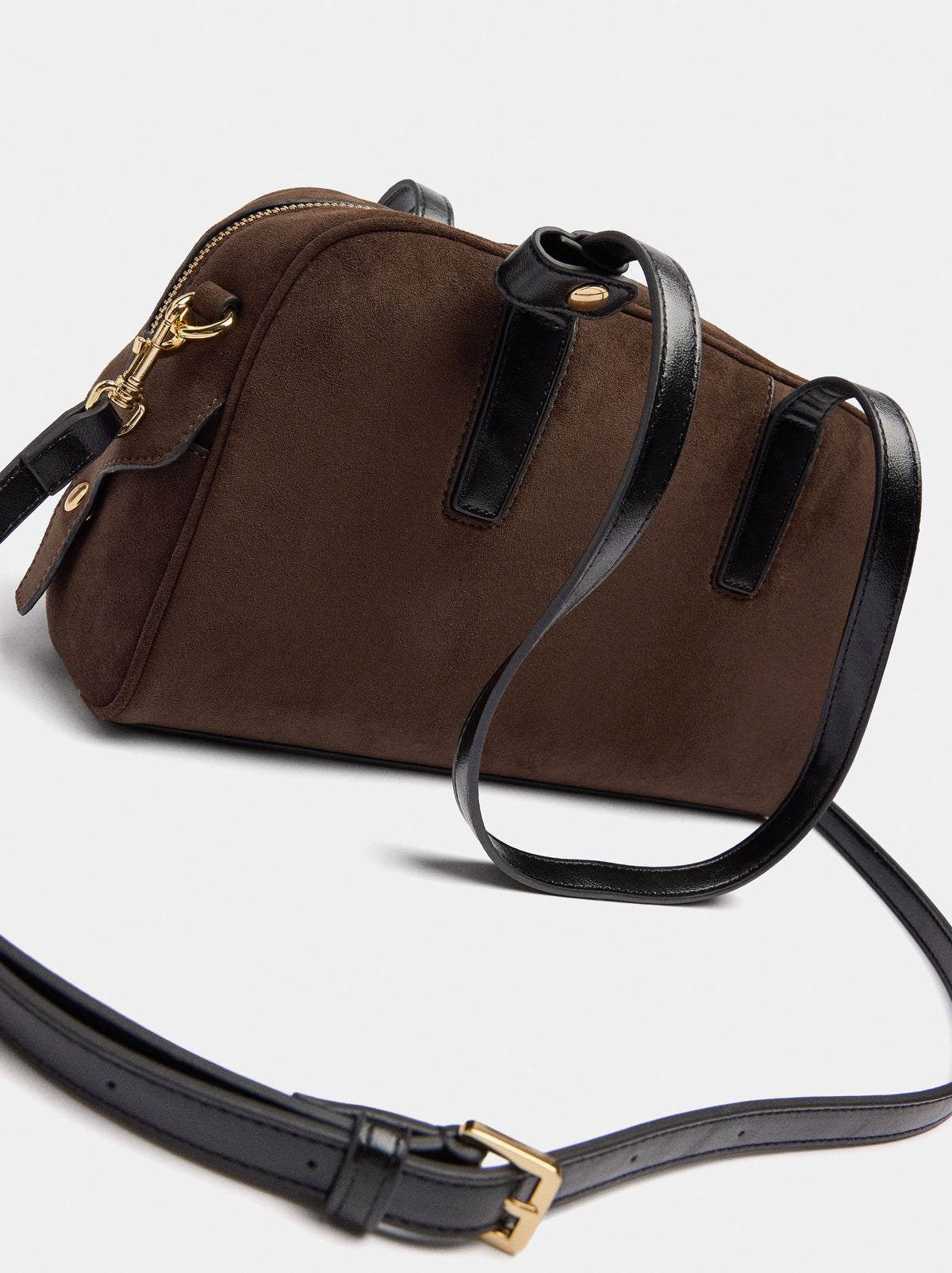 Suede-Effect Shoulder Bag With Hanging Charm
