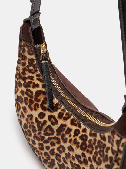 Half-Moon Crossbody Bag With Leather Details