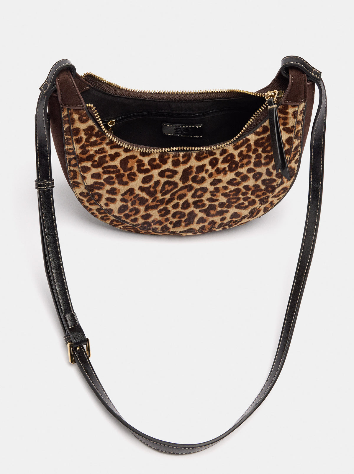 Half-Moon Crossbody Bag With Leather Details