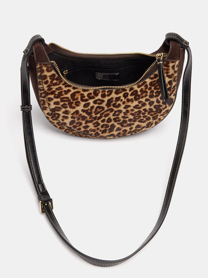 Half-Moon Crossbody Bag With Leather Details