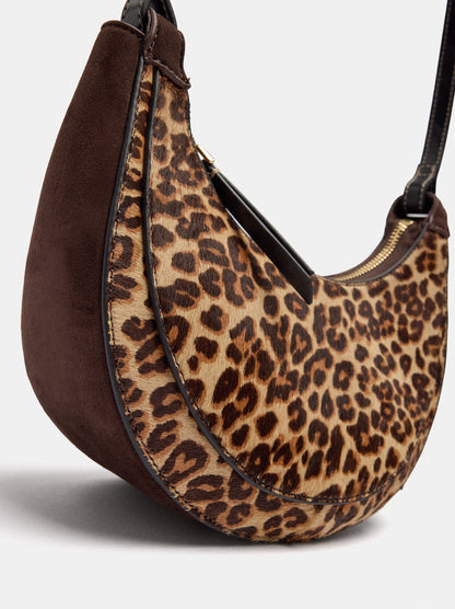 Half-Moon Crossbody Bag With Leather Details