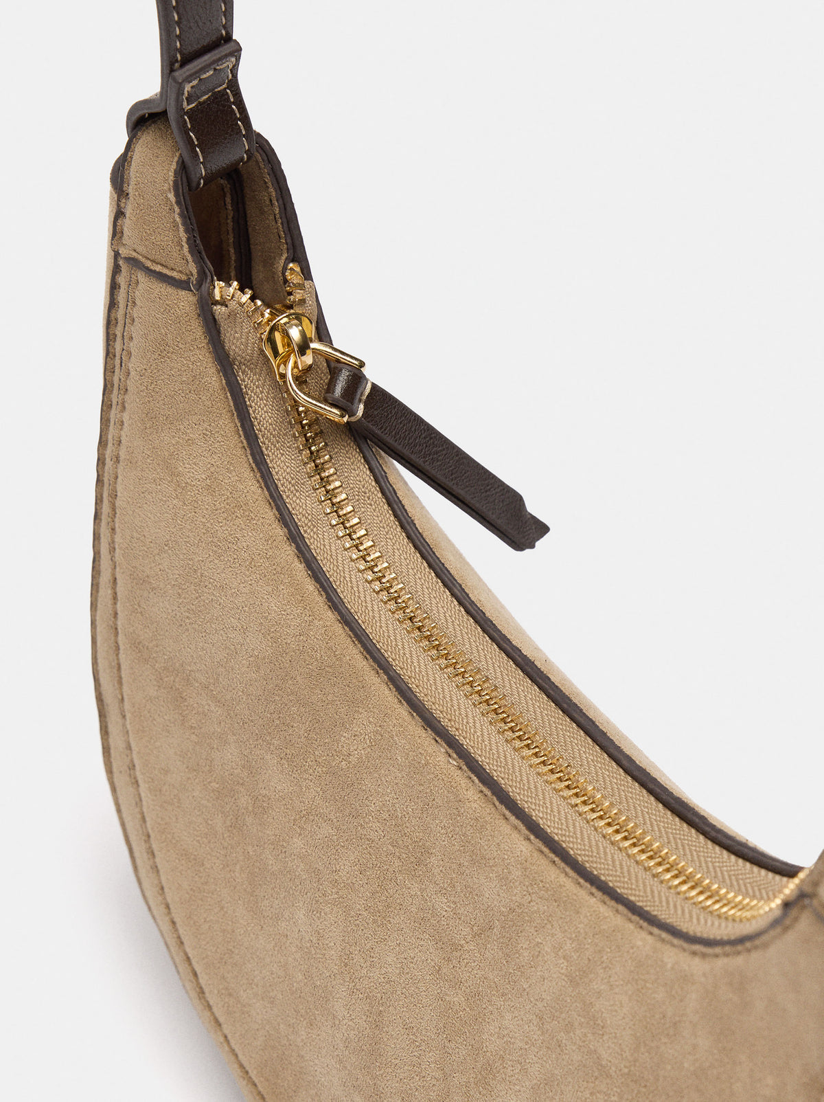 Half-Moon Leather-Effect Suede Crossbody Bag
