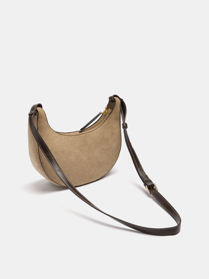 Half-Moon Leather-Effect Suede Crossbody Bag
