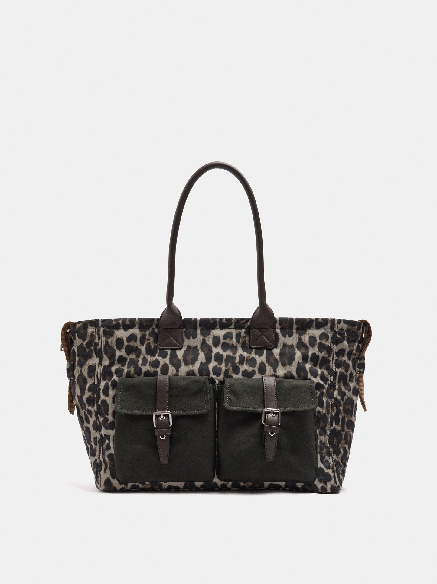 Animal Print Shopper Bag With Exterior Pockets