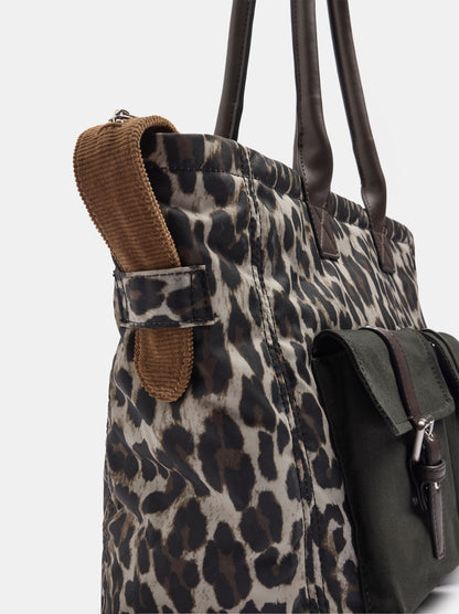 Animal Print Shopper Bag With Exterior Pockets