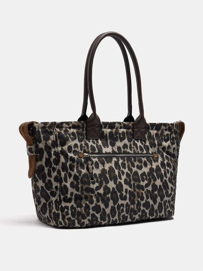Animal Print Shopper Bag With Exterior Pockets