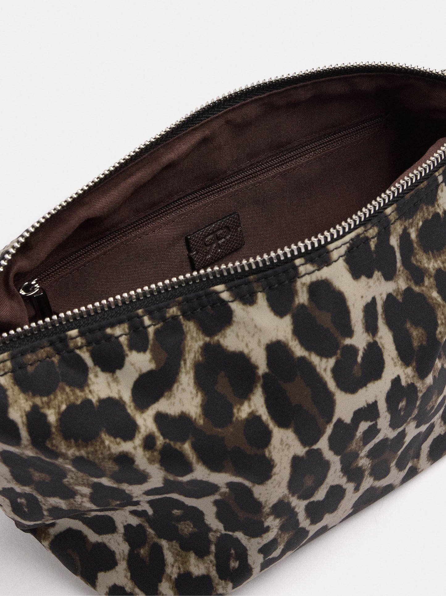 Animal-Print Nylon Shoulder Bag With Charm