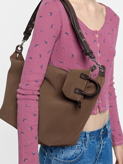 Shoulder Bag With Soft Texture And Pendant