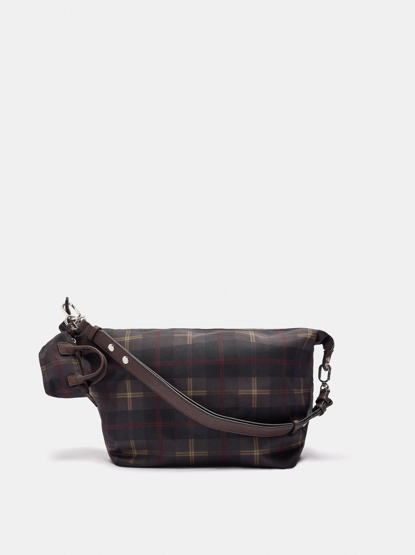 L Printed Nylon Shoulder Bag With Pendant
