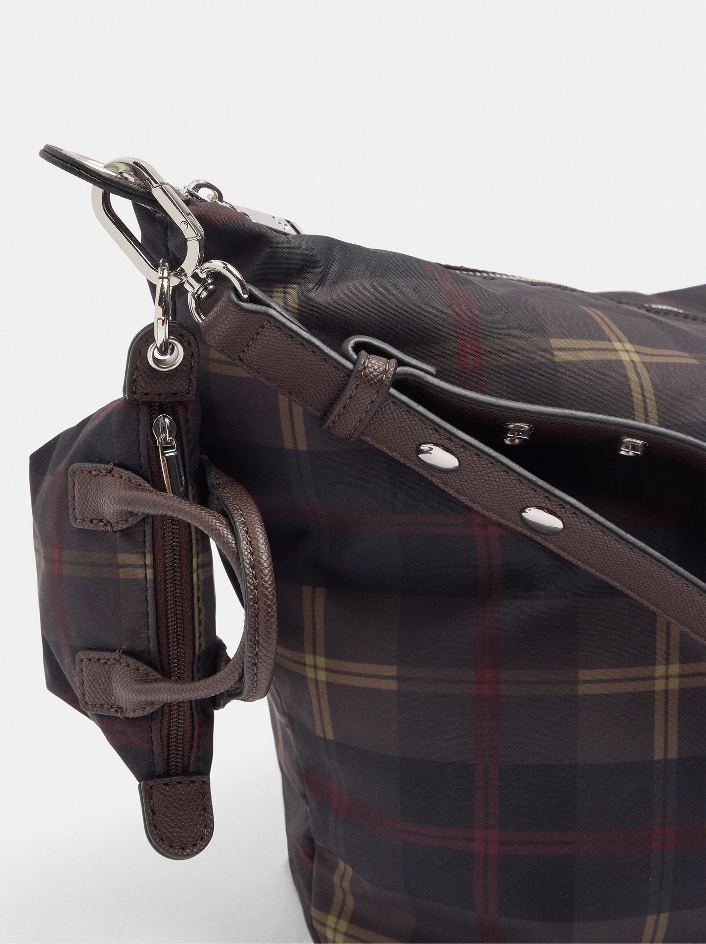 L Printed Nylon Shoulder Bag With Pendant