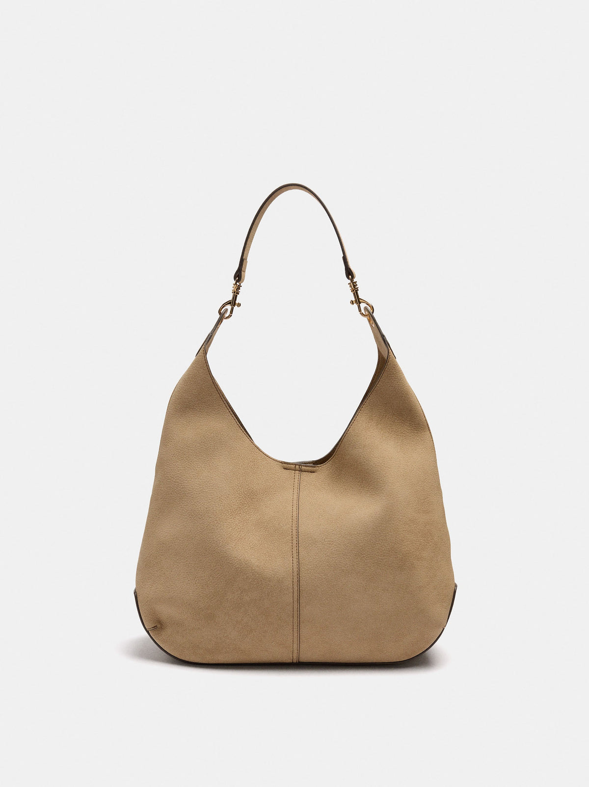 Leather-Effect Shoulder Bag With Topstitching