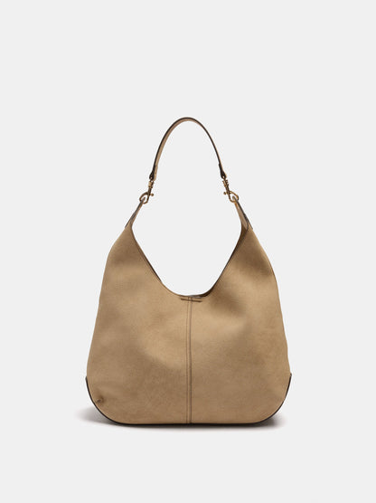 Leather-Effect Shoulder Bag With Topstitching