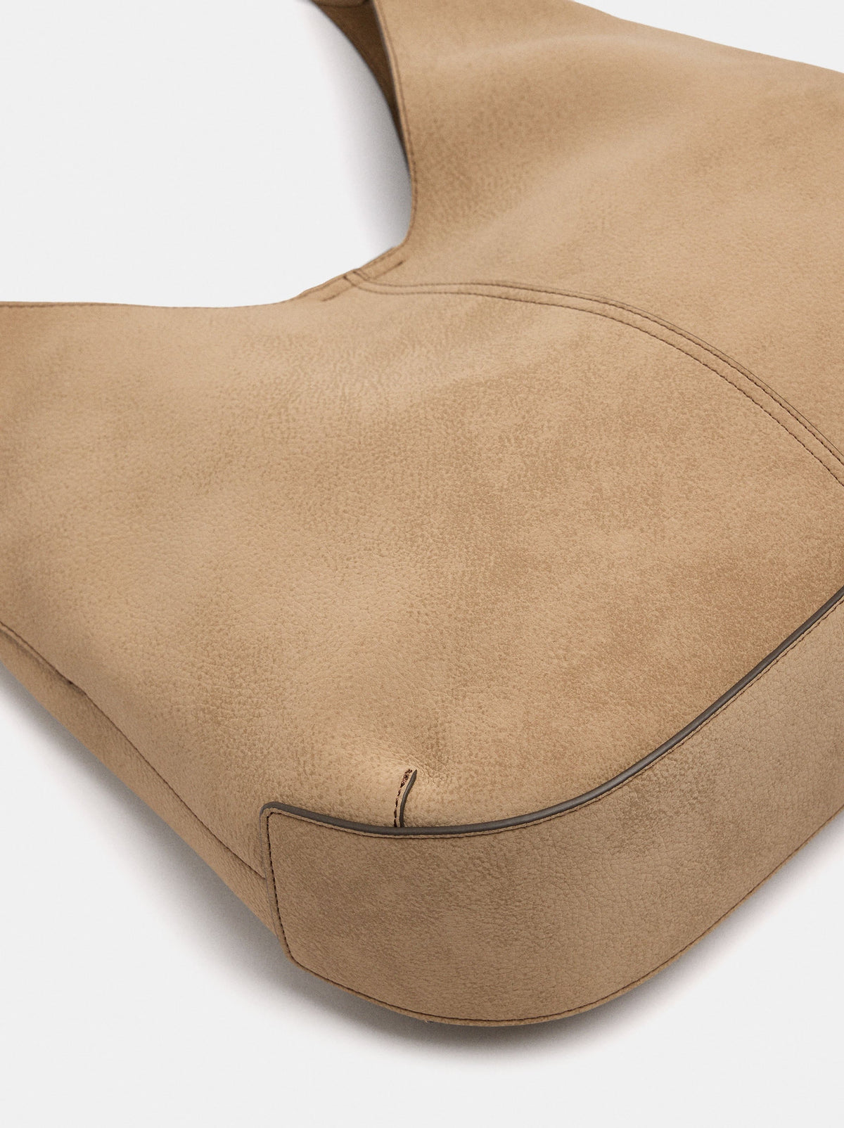 Leather-Effect Shoulder Bag With Topstitching