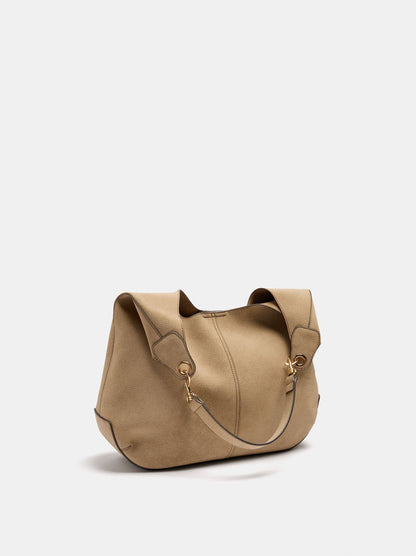 Leather-Effect Shoulder Bag With Topstitching