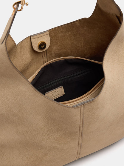 Leather-Effect Shoulder Bag With Topstitching