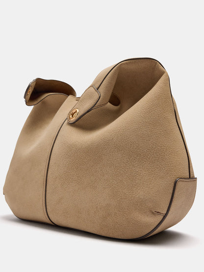 Leather-Effect Shoulder Bag With Topstitching