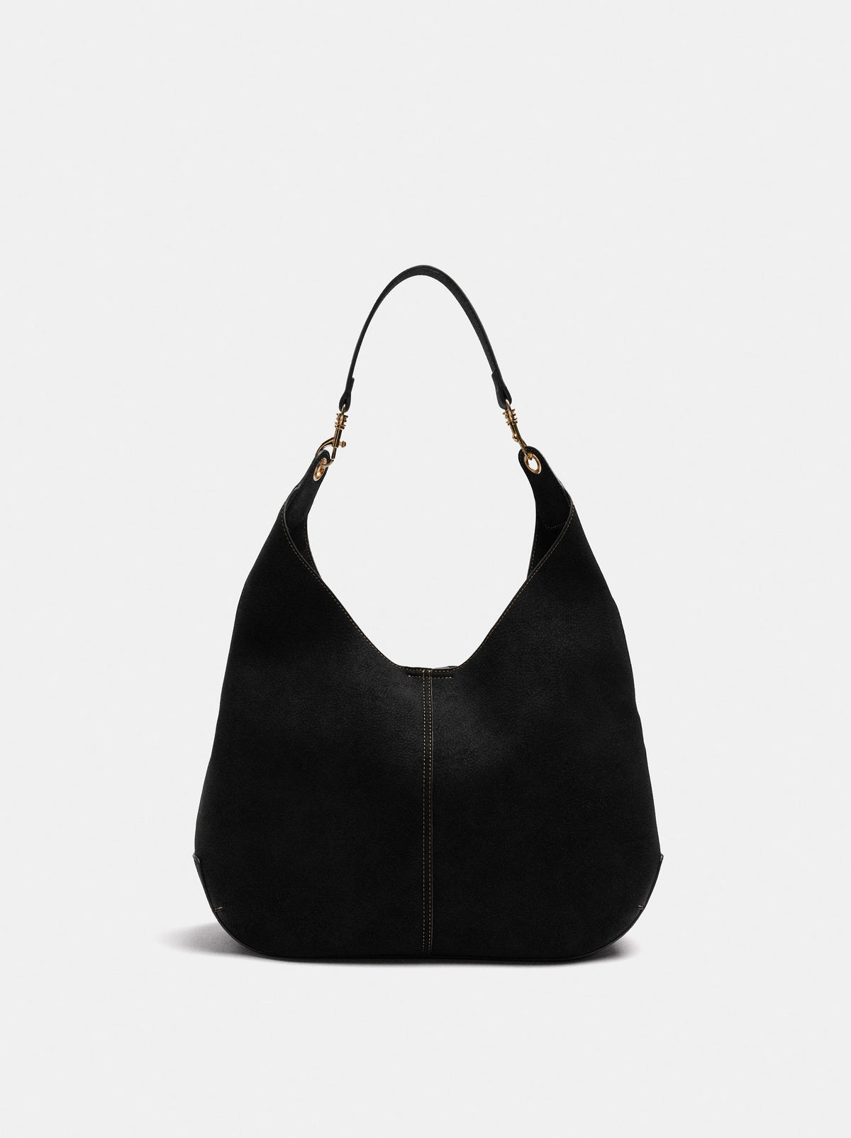 Leather-Effect Shoulder Bag With Topstitching