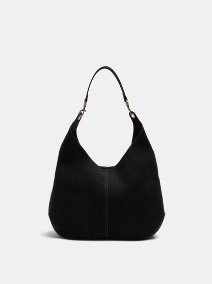 Leather-Effect Shoulder Bag With Topstitching