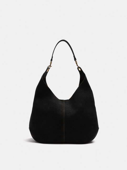 Leather-Effect Shoulder Bag With Topstitching