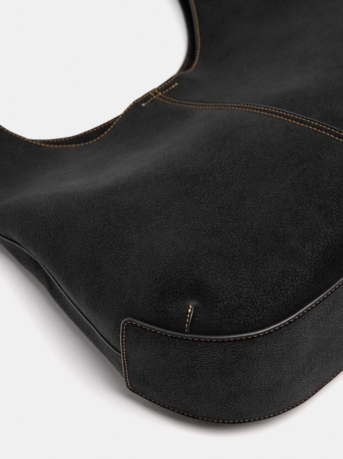 Leather-Effect Shoulder Bag With Topstitching